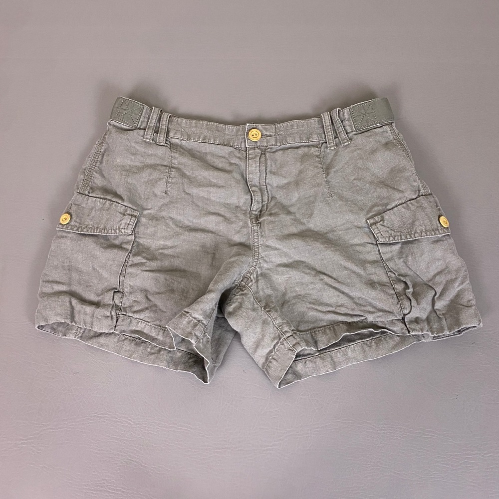 Banana Republic‎ Linen Cargo Shorts Women's Size 10 Olive Green Utility Safari
